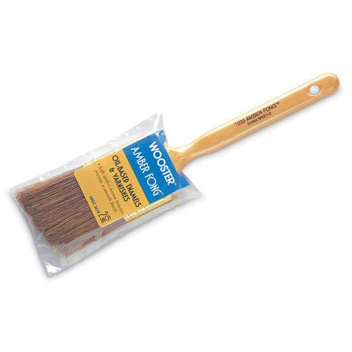 Wooster Amber Fong Brown China Bristle Angle Sash Brush 1233 with soft blend of brown China bristles,