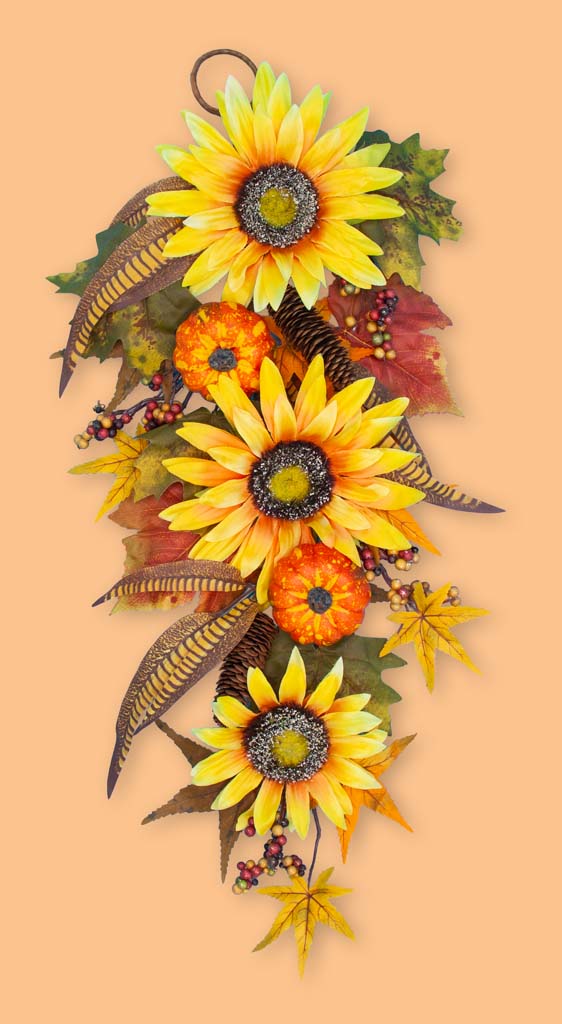 28 Inch Sunflower Teardrop Swag 13686 - Box of 4