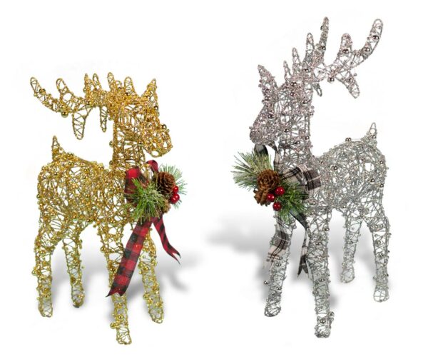 14 Inch Beaded Wire Reindeer 19057 - Box of 8
