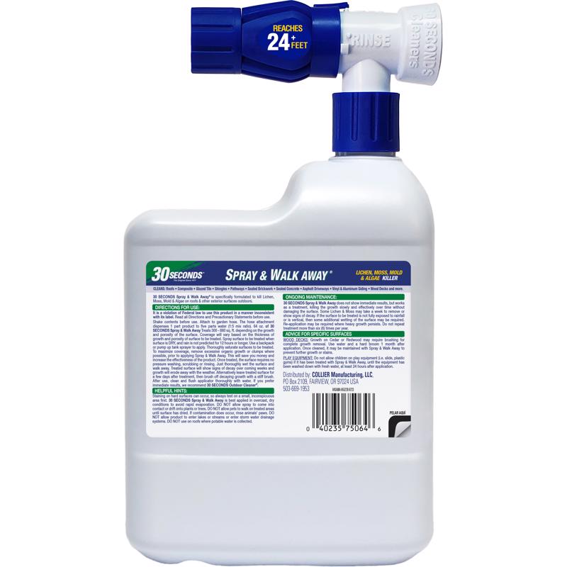 30 SECONDS Spray & Walk Away Mold Killer Hose End Spray label on back of bottle