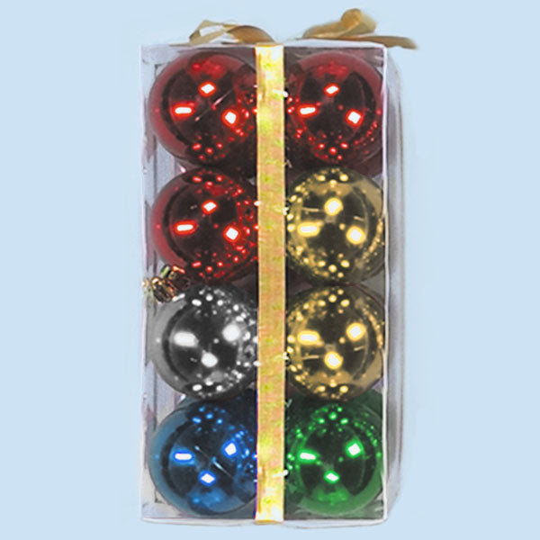 60mm Shiny Unbreakable Plastic Christmas Tree Balls  Multi 35560 - Box of 6