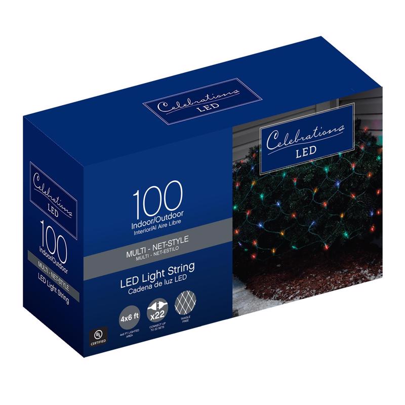 Celebrations LED Mini 100-Count Net Christmas Lights 6 ft.-4