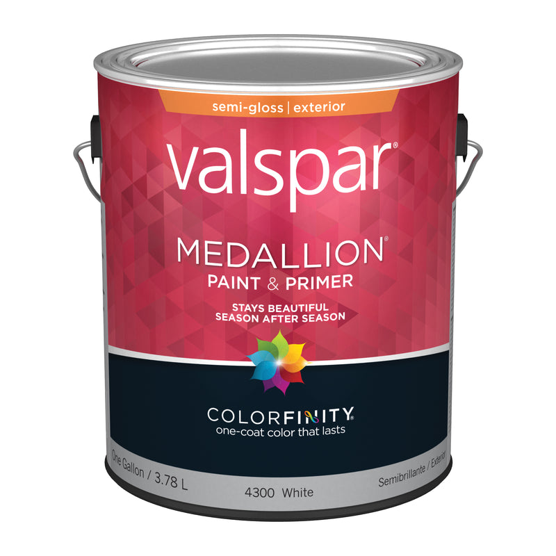 Valspar Medallion Exterior Acrylic Latex Paint Semi-Gloss White 4300 Gallon
