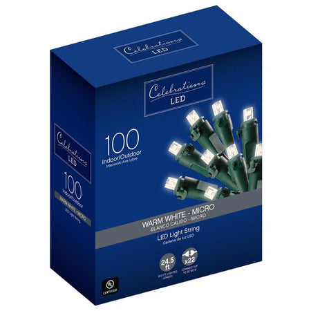 Celebrations LED Micro/5mm 100-Count String Christmas Lights 24.5 ft.-1
