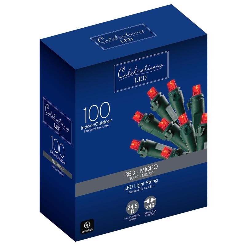 Celebrations LED Micro/5mm 100-Count String Christmas Lights 24.5 ft.-4