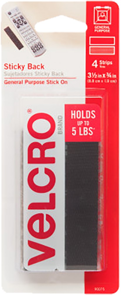 Velcro 3/4" X 3-1/2" Black Tape Strips 90075