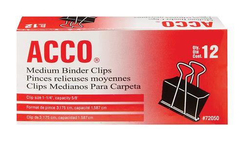 Acco Medium Binder Clips 12-Pack 72050