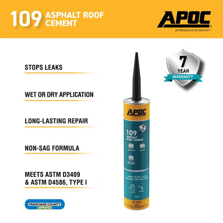 APOC 109 Asphalt Roof Cement Product Features Infographic