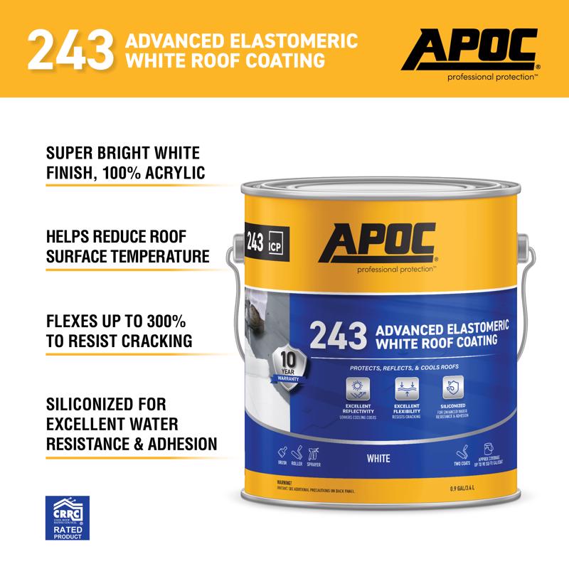 APOC 243 Advanced Elastomeric White Roof Coating Gallon AP-243 Product Highlight Infographic