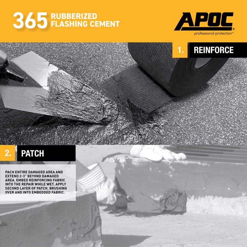 APOC 365 Rubberized Flashing Cement Gallon AP-3651 use infographic.