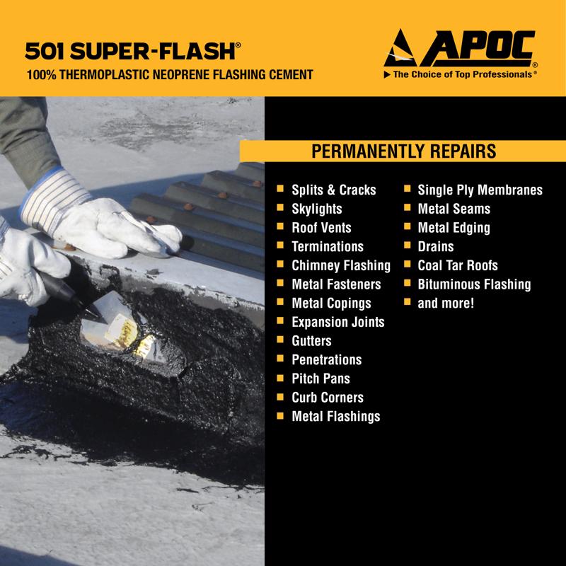 APOC 501 Neoprene Flashing Sealant 10.1 Oz AP-501 Where to Use Infographic
