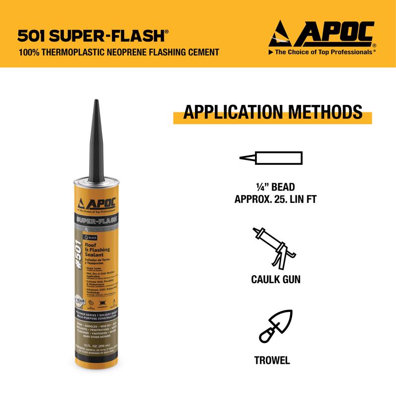 APOC 501 Neoprene Flashing Sealant 10.1 Oz AP-501 Application Methods Infographic