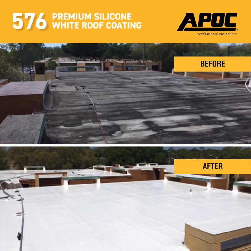 APOC 576 Premium Silicone White Roof Coating Gallon AP-576 Before and After