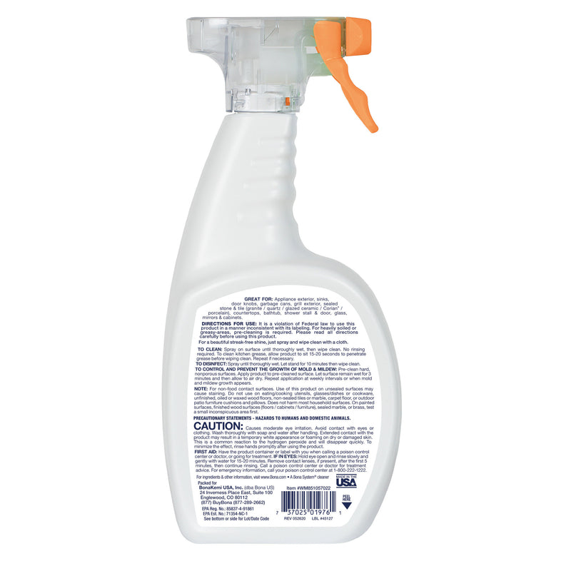 Bona PowerPlus Antibacterial Surface Cleaner back label.
