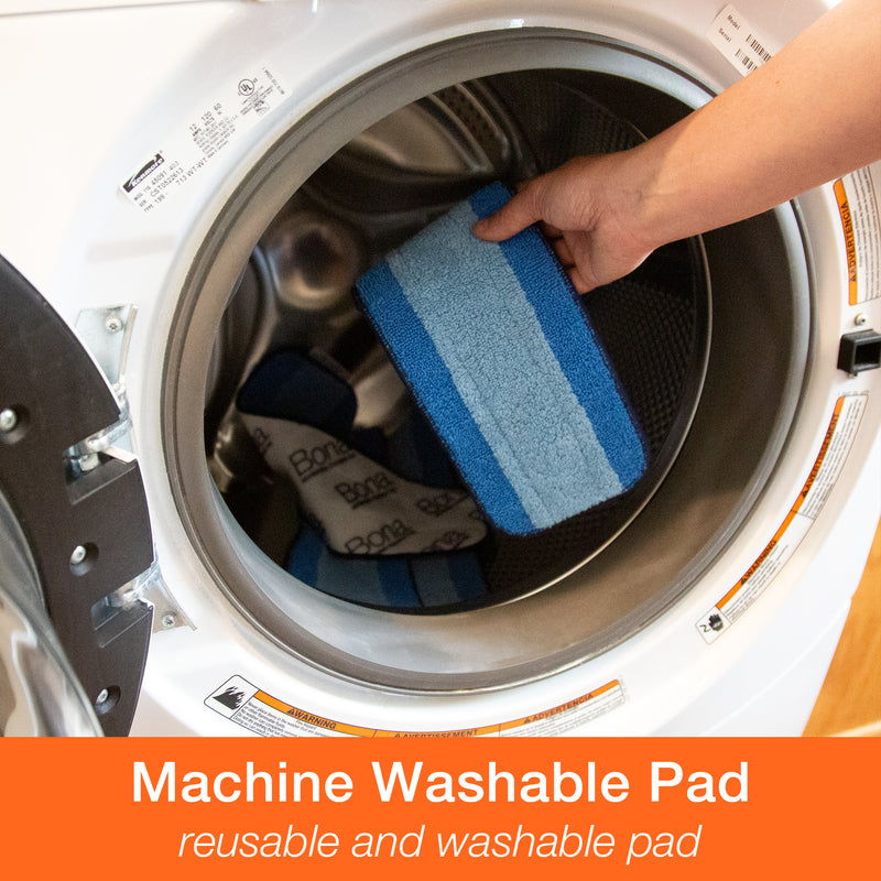 Bona Premium Microfiber Mop Pad being washed and dried.