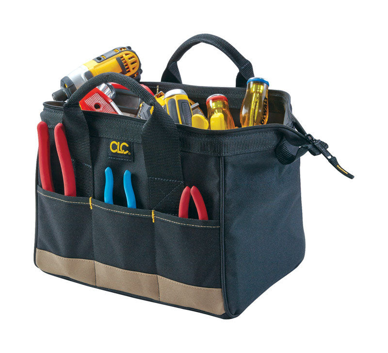 CLC 14-Pocket Polyester Tool Bag shown full of tools.