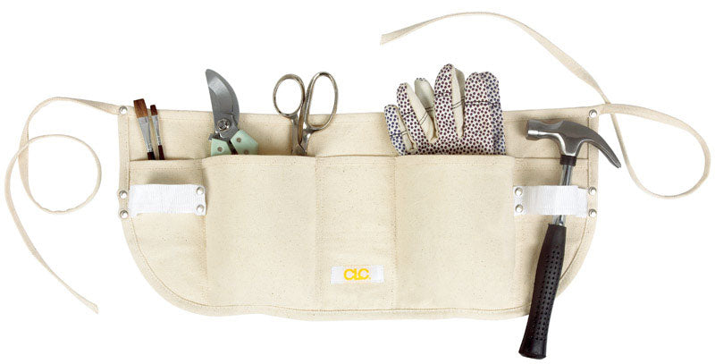 CLC Heavy Duty 5 Pocket Canvas Work Apron showing example of holding a variety of tools.