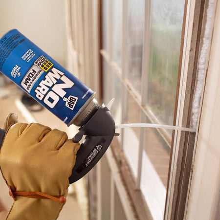 DAP NoWarp  Window and Door Sealant being applied to a gap during a window install.