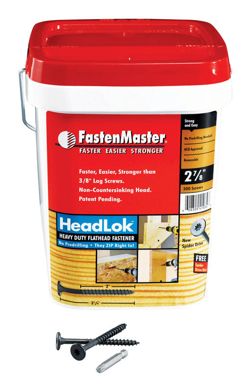 FastenMaster HeadLok Spider Drive Heavy Duty Coarse Wood Screws 2-7/8 inch 500 pack tub