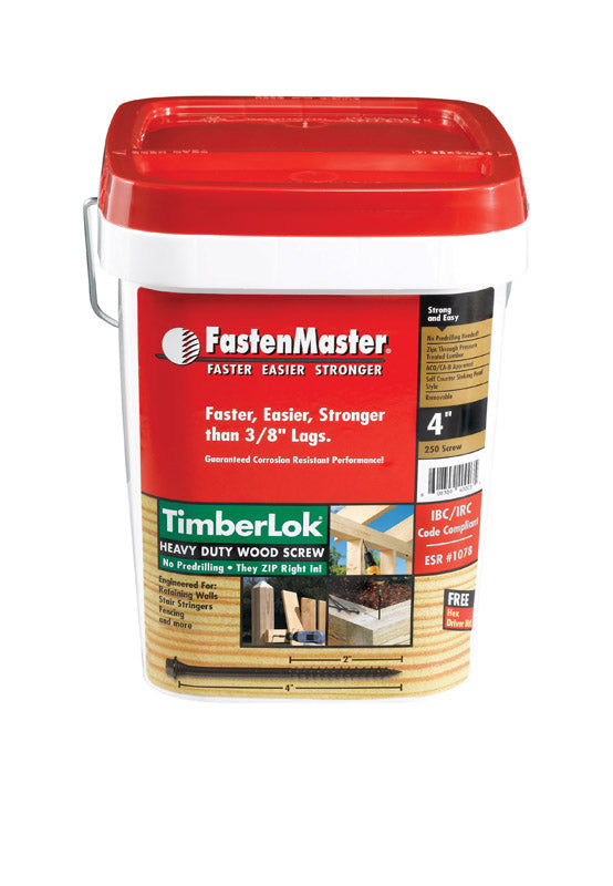 FastenMaster TimberLok Heavy Duty Wood Screws 4 inch tub