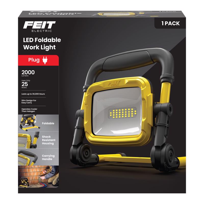 Feit Electric WORK2000XLPLUGFOLD Portable LED Work Light shown in the box.