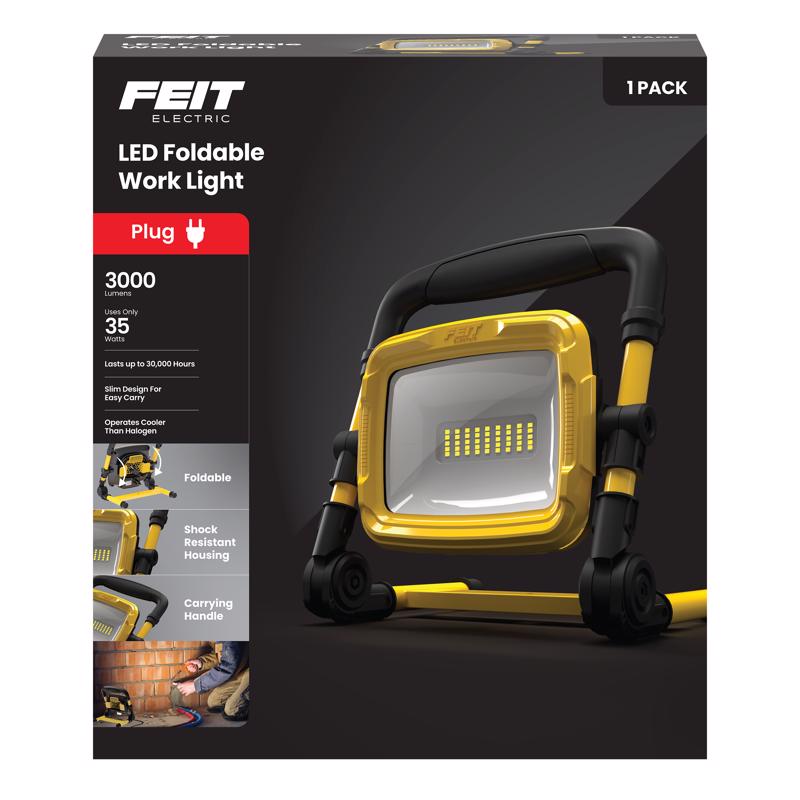 Feit Electric WORK3000XLPLUGFOLD Portable Work Light in the manufacturer box.
