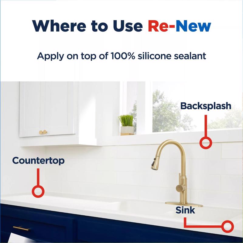 GE Re-New White Silicone Kitchen and Bath Caulk Sealant Use