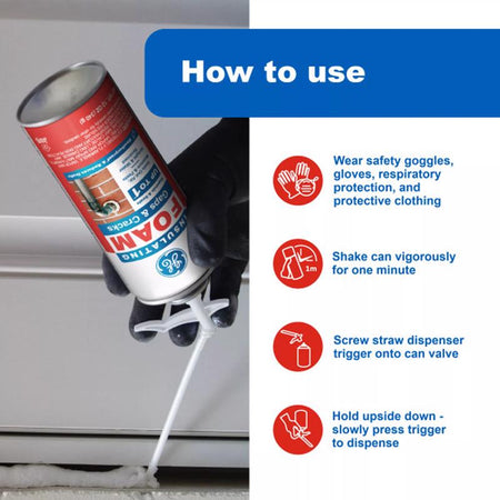 GE Insulating Foam Gaps & Cracks Sealant How to Use Infographic