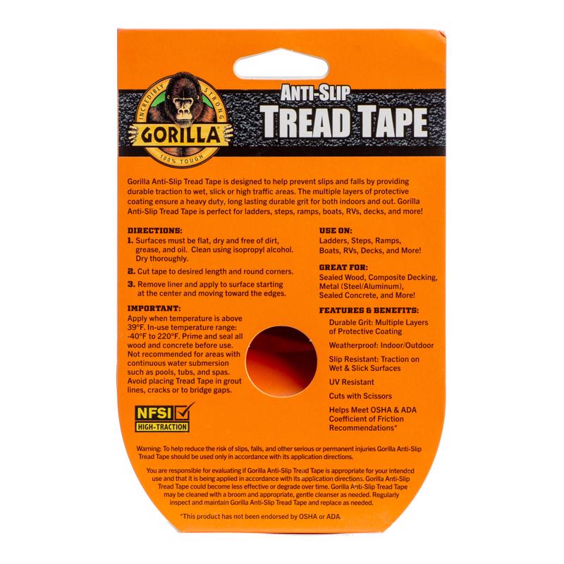 Gorilla Anti-Slip Tread Tape back of package label.
