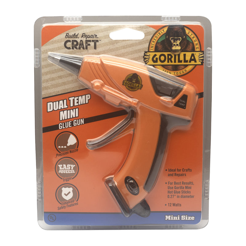 Gorilla Dual Temperature Mini Glue Gun 8401502 in manufacturer packaging.