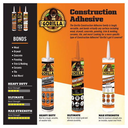 Gorilla Heavy Duty Construction Adhesive Ultimate Product Highlight Infographic