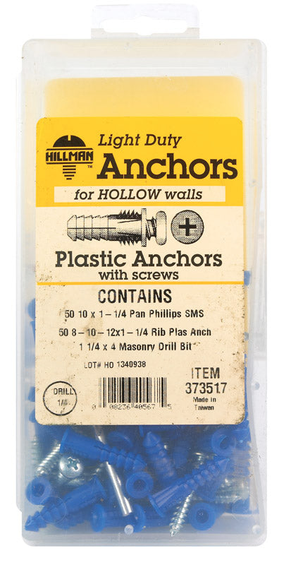 Hillman 373517 Plastic Pan Head Ribbed Anchor Kit