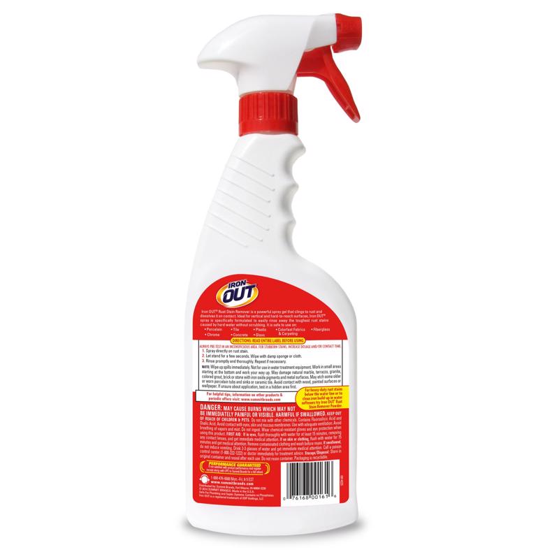 Iron Out Rust Remover Spray back label.