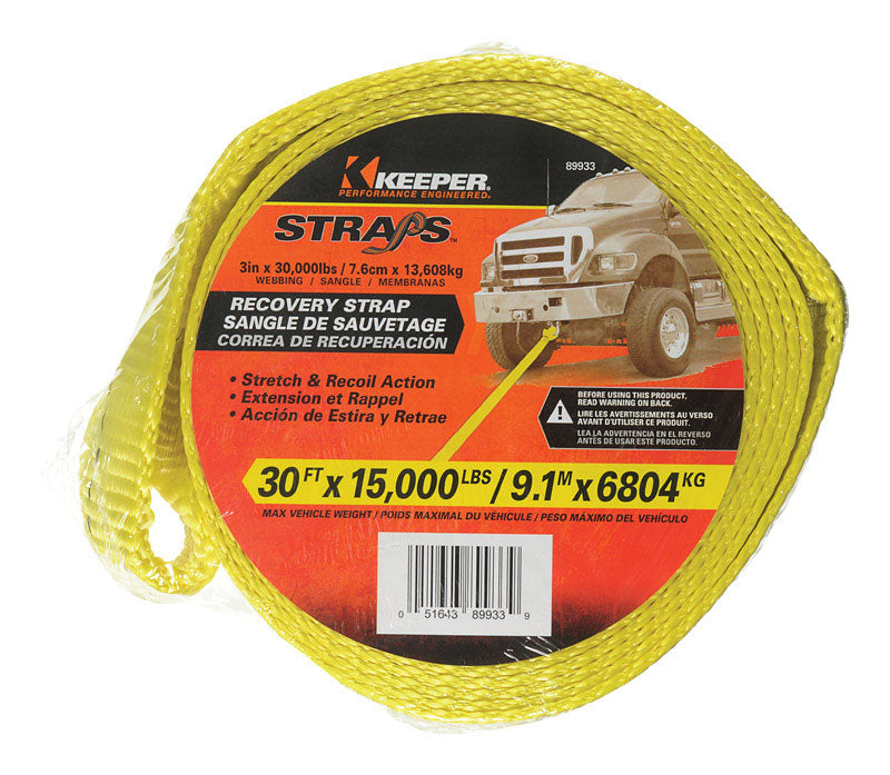 Keeper 3 in. W X 30 ft. L Vehicle Recovery Strap 89933