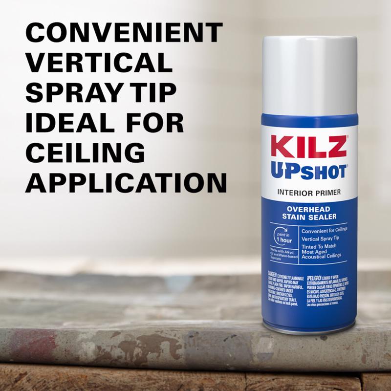 Kilz Upshot Primer/Sealer Spray Can on  Infographic Background