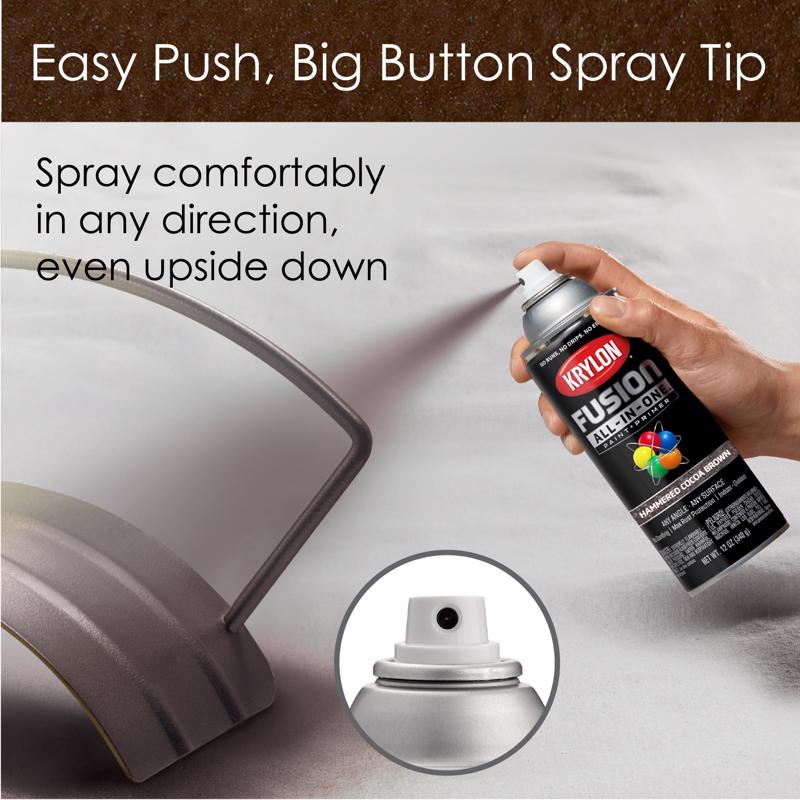 Krylon Fusion All-In-One Hammered Finish Spray Paint Being used to spray a hose holder brown.