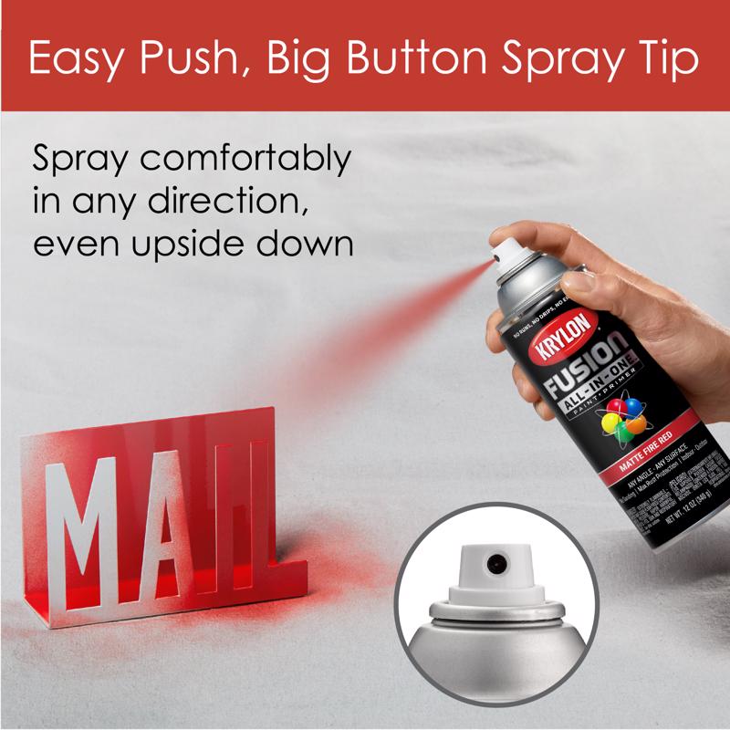 Krylon Fusion All-In-One Matte Spray Paint being used to paint a sign red.