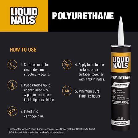 Liquid Nails 10 Oz Ultra Duty Poly LN-950 How to Use Infographic