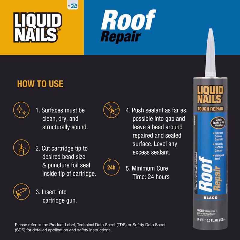 Liquid Nails Tough Repair Black Roof Repair Sealant How to Use