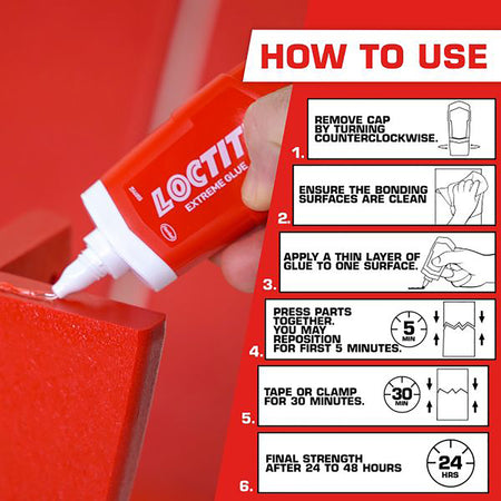 Loctite Extreme High Strength Glue How to Use Infographic