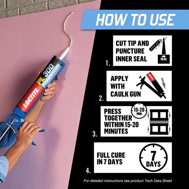 Loctite Foamboard Adhesive PL300 How to Use Infographic