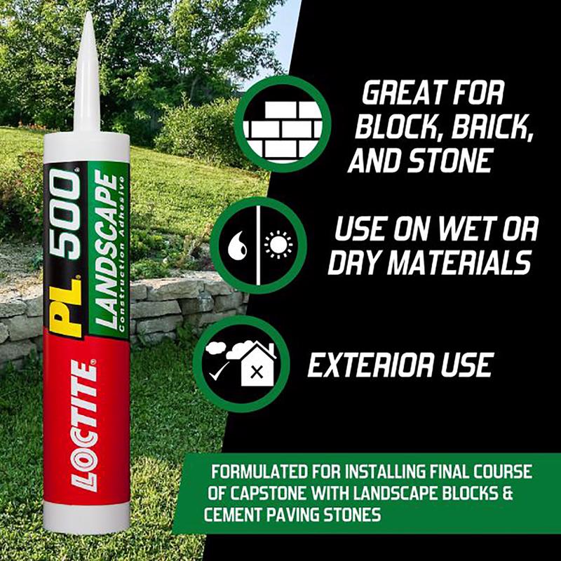 Loctite PL 500 Landscape Block Synthetic Rubber Construction Adhesive Product Highlight Infographic