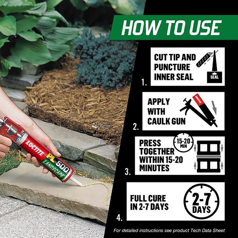 Loctite PL 500 Landscape Block Synthetic Rubber Construction Adhesive How to Use Infographic