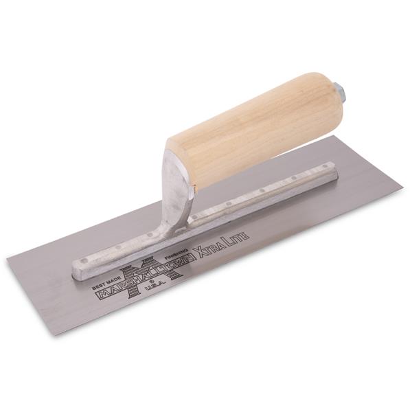 Marshalltown 10" High Carbon Steel Finishing Trowel with Straight Wood Handle