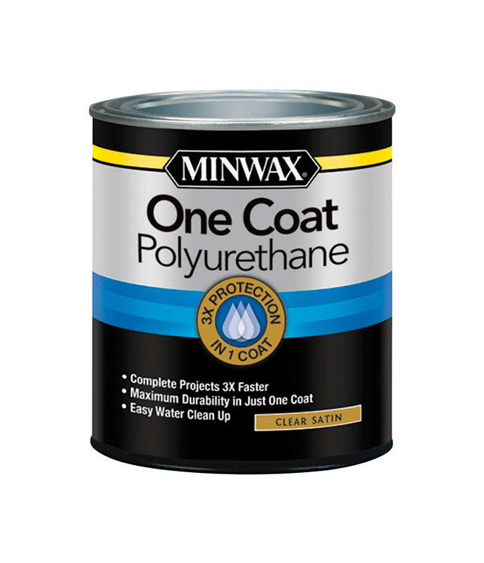 Minwax One-Coat Water-Based Polyurethane Quart Satin