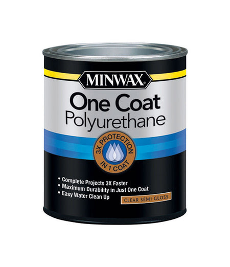 Minwax One-Coat Water-Based Polyurethane Quart Semi-Gloss
