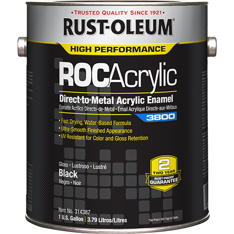 Rust-Oleum High Performance RocAcrylic 3800 System DTM Acrylic Enamel Gallon Gloss Black