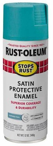 Rust-Oleum Stops Rust Satin Enamel Spray Paint Vintage Teal