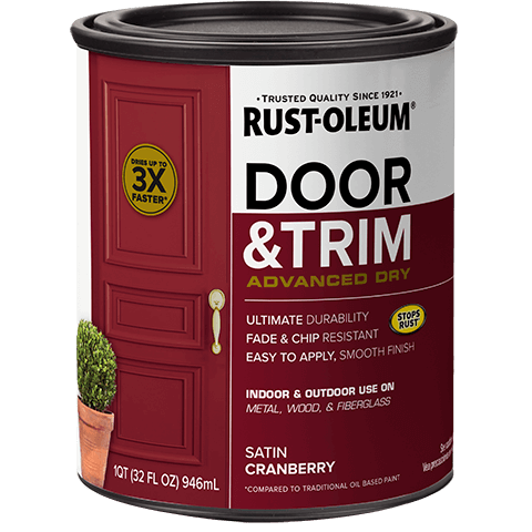 Rust-Oleum Door & Trim Paint Satin Quart Cranberry