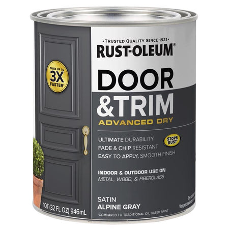 Rust-Oleum Door & Trim Paint Satin Quart Alpine Gray